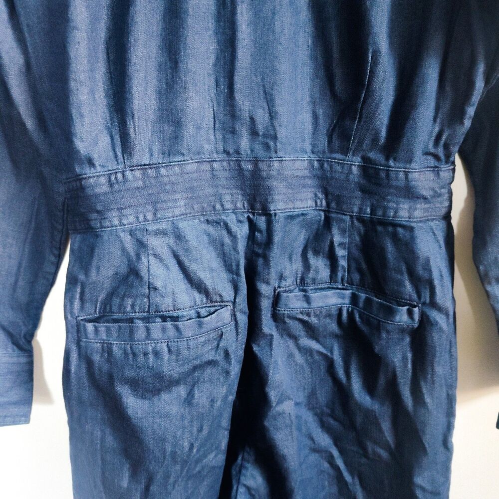 New Banana Republic Jumpsuit Size 6 Denim Wrap Top Dark Blue Long Sleeve NWOT - Picture 12 of 15